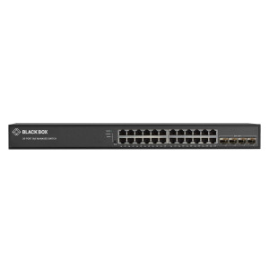 Black Box LGB5028A-R2 Gigabit Ethernet Managed Switch, (24) RJ45, (4) SFP+, (1) DB9 Console